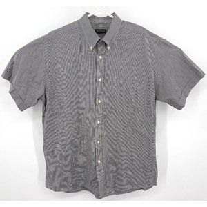 VTG‎ Westbury Houndstooth Button Up Short Sleeve Black White Shirt Mens L 43-44